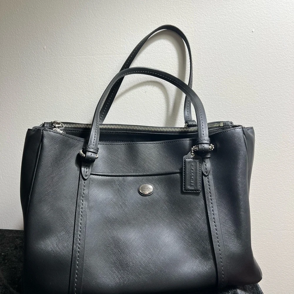 Coach Black Leather Tote Bag
